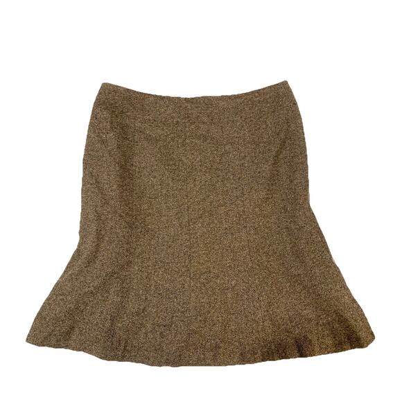 Talbots Brown Tweed Panel Skirt With Orange Floral Lining Size 14 Knee Length - Picture 1 of 8